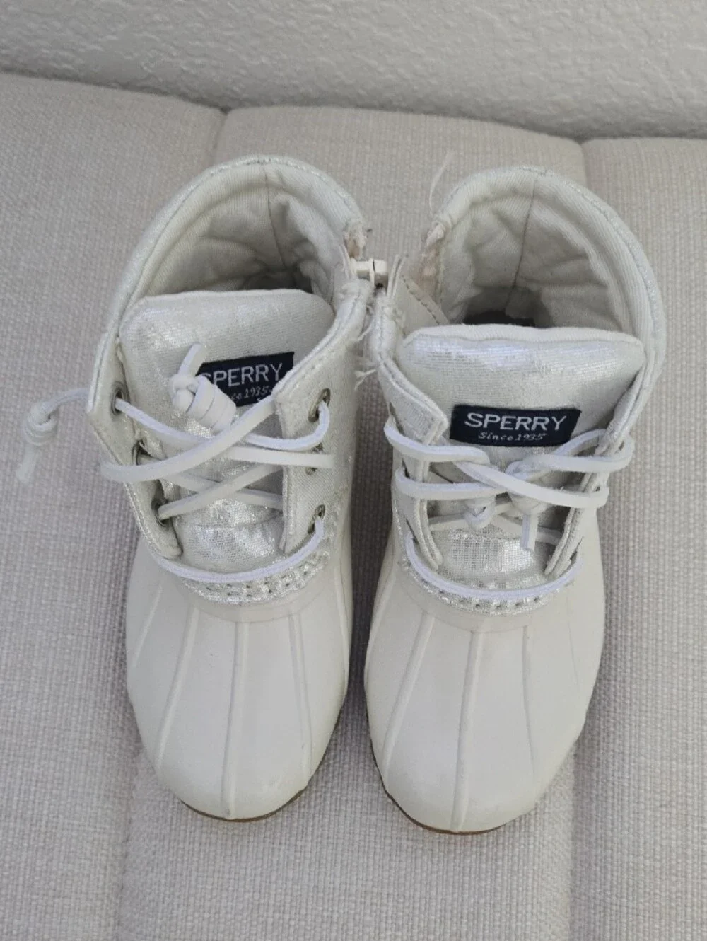 Sperry Kids Cream White Waterproof Duck Boots